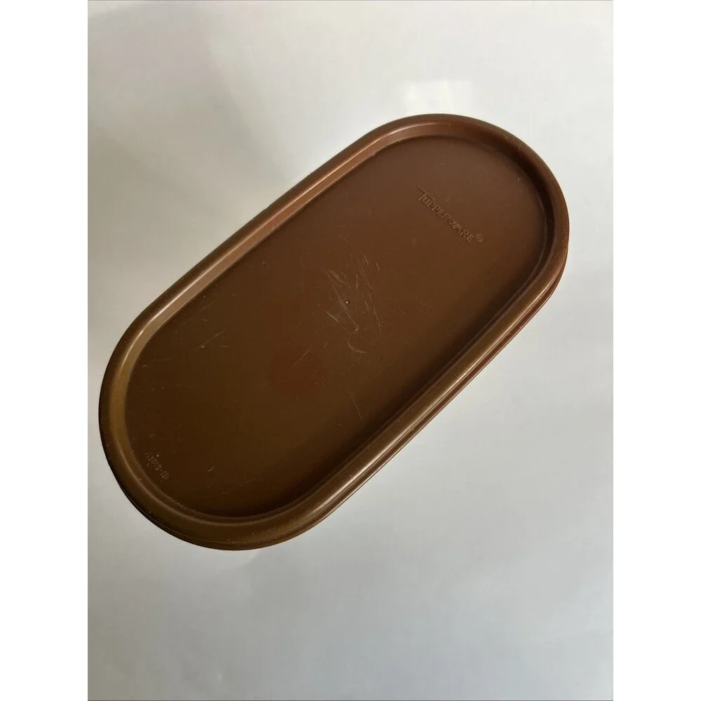 TUPPERWARE  MODULAR MATES OVAL STORAGE CONTAINER 1613-7 1/4 CUPS WITH BROWN LID!